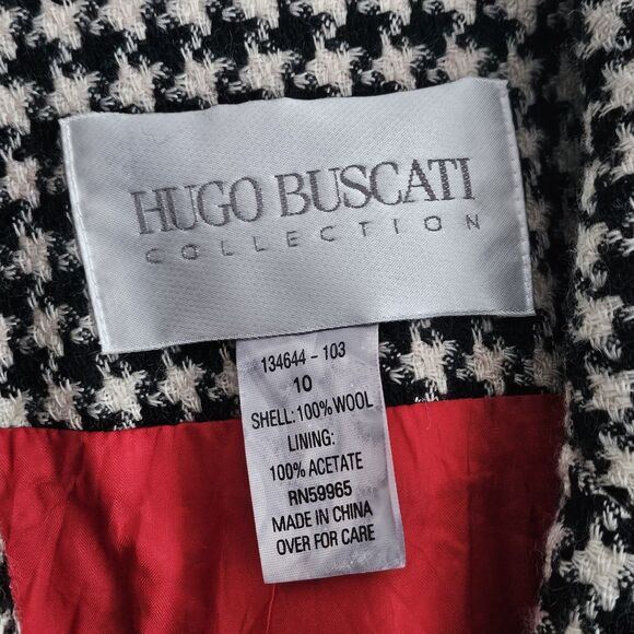 Vintage Hugo Buscati Collection Wool Blazer Women's 10 Black White... - Picture 3 of 7